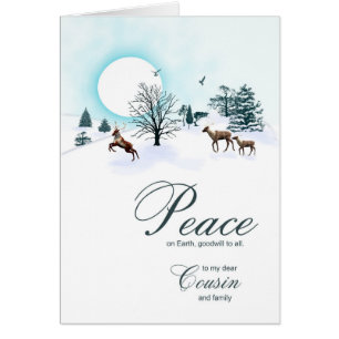 Cousin and family, Christmas scene with reindeer