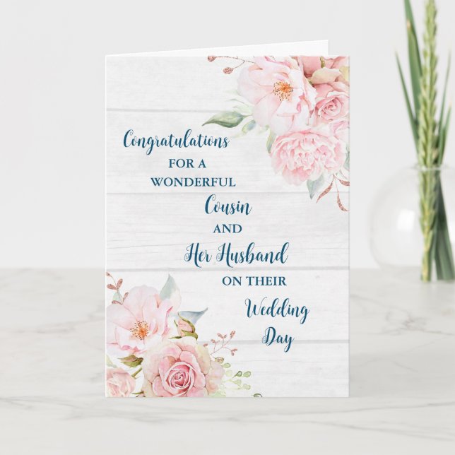 Cousin and Her Husband Wedding Day Congratulations Card (Front)