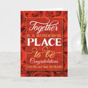 Cousin and Partner Wedding Congrats Red Roses Card