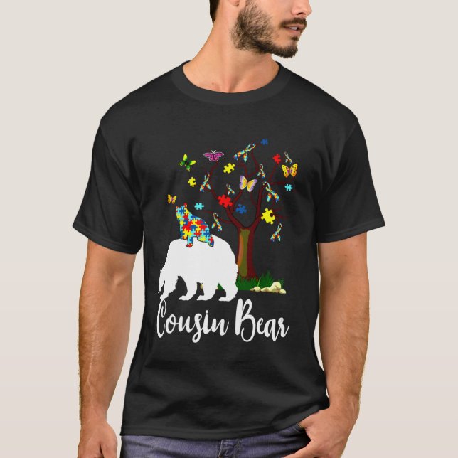 Cousin Bear Autism Awareness Love Support T-Shirt (Front)