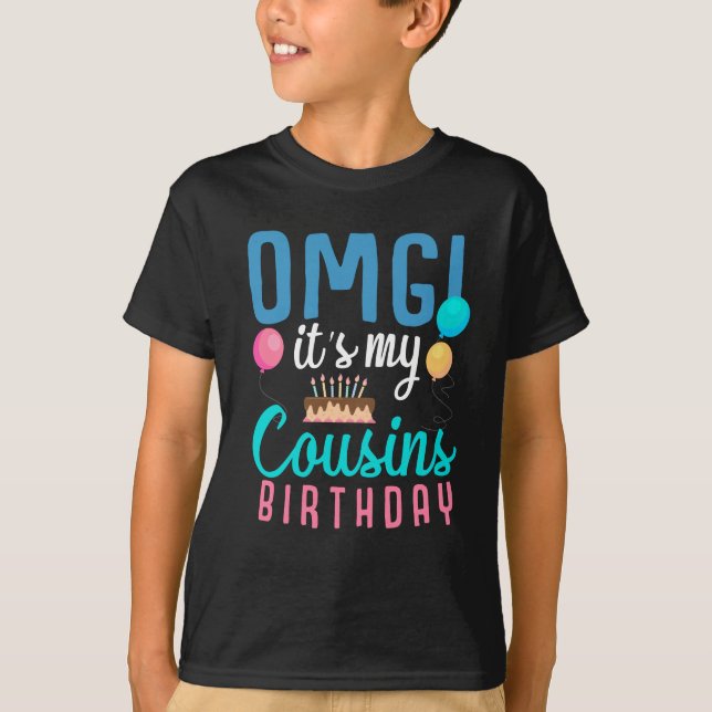 Cousin Birthday Cake Funny Balloon Boys Kid Party T-Shirt (Front)