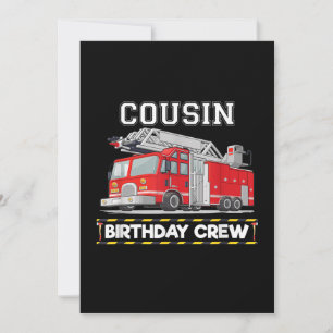 Cousin Birthday Crew Matching Family Firefighter Holiday Card
