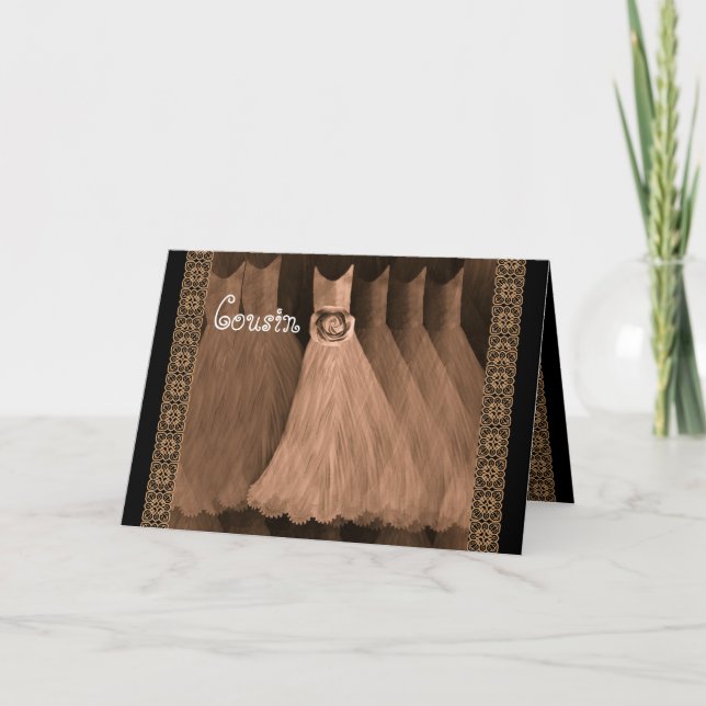 COUSIN Bridesmaid Invitation ANTIQUE CUIVRE Gowns (Devant)
