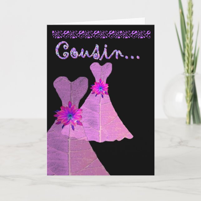 COUSIN Bridesmaid Invitation PINK Gown (Devant)