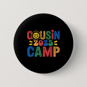 Cousin Camp 2025 Camping Campfire Summer Vacation 2 Inch Round Button