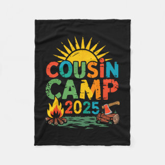 Cousin Camp 2025 Camping Campfire Summer Vacation  Fleece Blanket