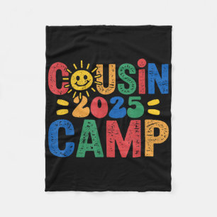 Cousin Camp 2025 Camping Campfire Summer Vacation  Fleece Blanket