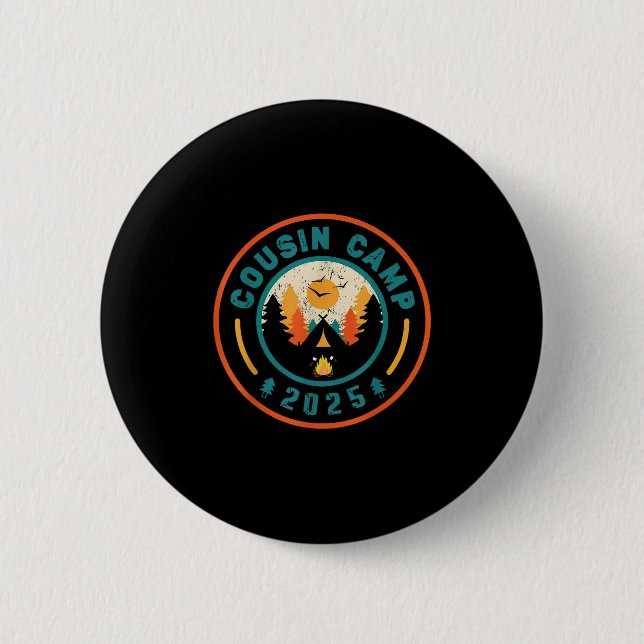 Cousin Camp 2025 Camping Crew Campfire Summer Vaca 2 Inch Round Button (Front)