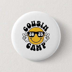 Cousin Camp 2025 Smile Face Vacation Summer Campin 2 Inch Round Button