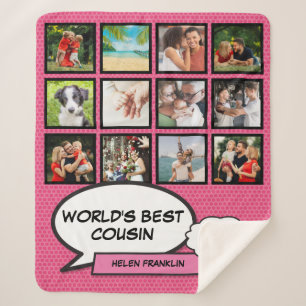 Cousin Cool Girly Pink Fun Comic Photo Collage Sherpa Blanket