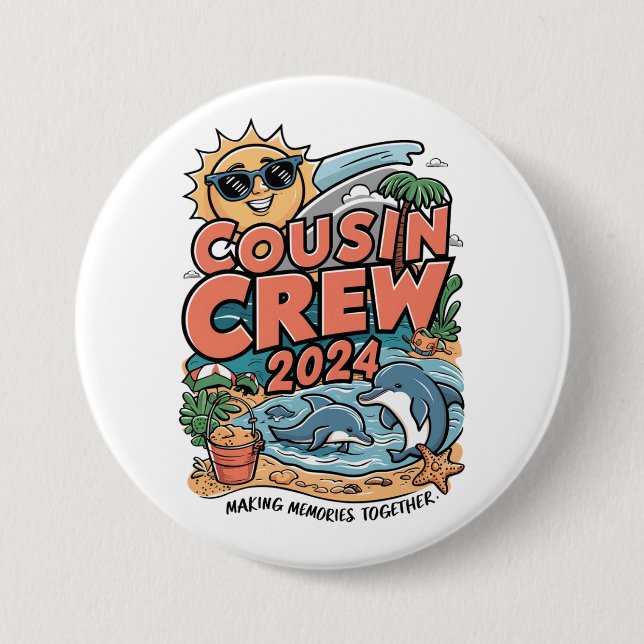 Cousin crew 2024 Summer Vacation Beach Family Trip 3 Inch Round Button (Front)