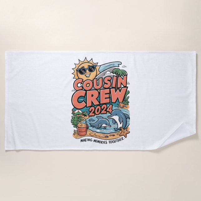 Cousin crew 2024 Summer Vacation Beach Family Trip Beach Towel (Front)
