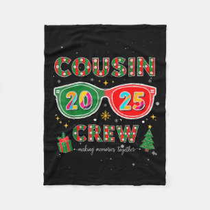 Cousin Crew 2025 Funny Christmas Matching Family P Fleece Blanket