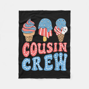 Cousin Crew 4th Of July Ice Cream Patriotic Family Fleece Blanket