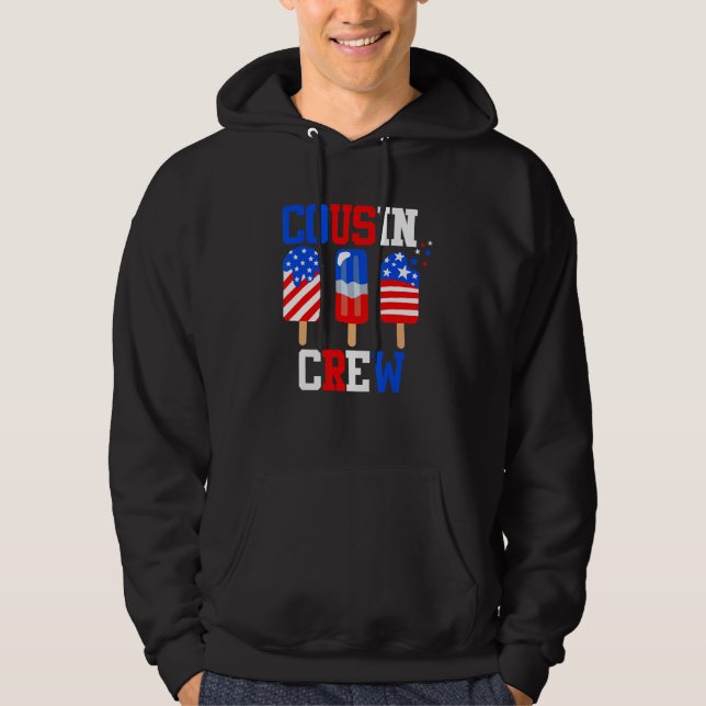 Cousin Crew 4th of July  Popsicle Us Flag Patrioti Hoodie (Front)