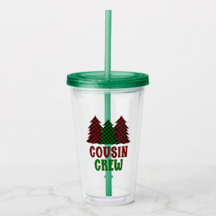 Cousin Crew Buffalo Plaid Christmas Tree Acrylic Tumbler