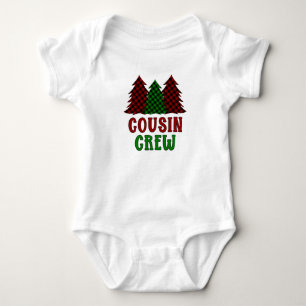 Cousin Crew Buffalo Plaid Christmas Tree Baby Bodysuit