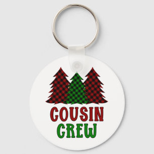 Cousin Crew Buffalo Plaid Christmas Tree Keychain