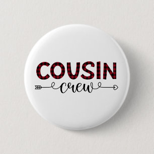Cousin Crew Buffalo Plaid Pattern Christmas 2 Inch Round Button