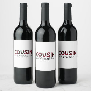 Cousin Crew Buffalo Plaid Pattern Christmas Wine Label