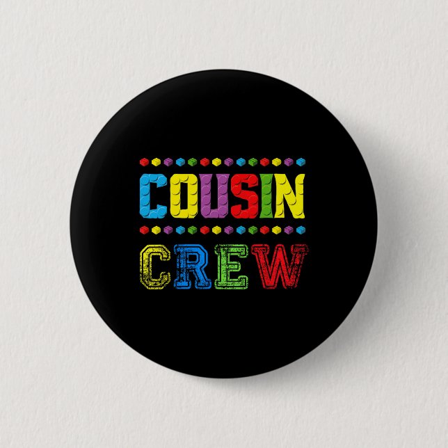 Cousin Crew Building Blocks Master Builder Brick T 2 Inch Round Button (Front)