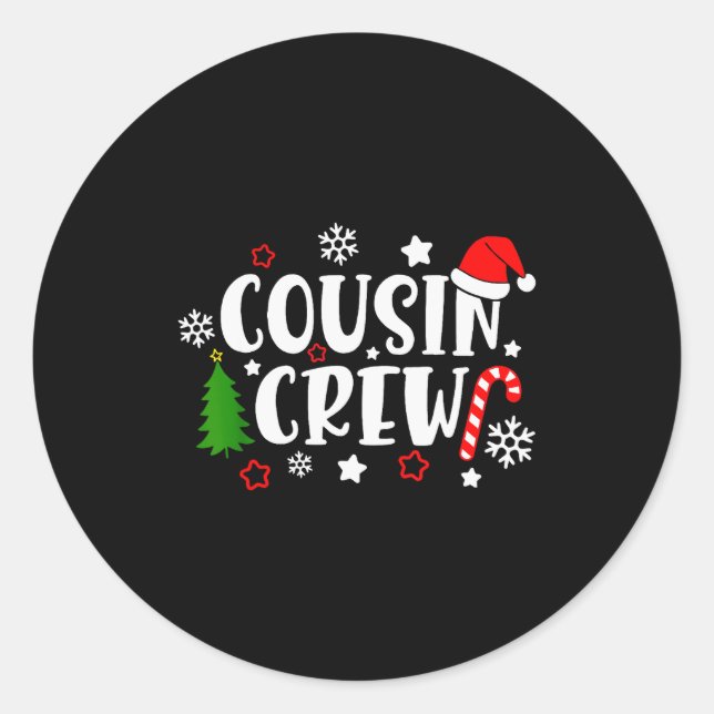 Cousin Crew Candy Cane Snowflake Pajamas Holiday C Classic Round Sticker (Front)