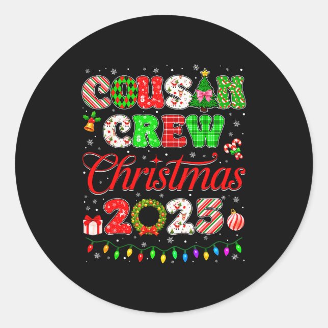 Cousin Crew Christmas 2025 Pjs Pajamas Xmas Family Classic Round Sticker (Front)