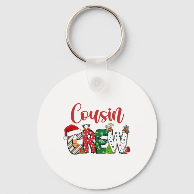 Cousin Crew Christmas Family Pajama Front And Back Keychain (Front)