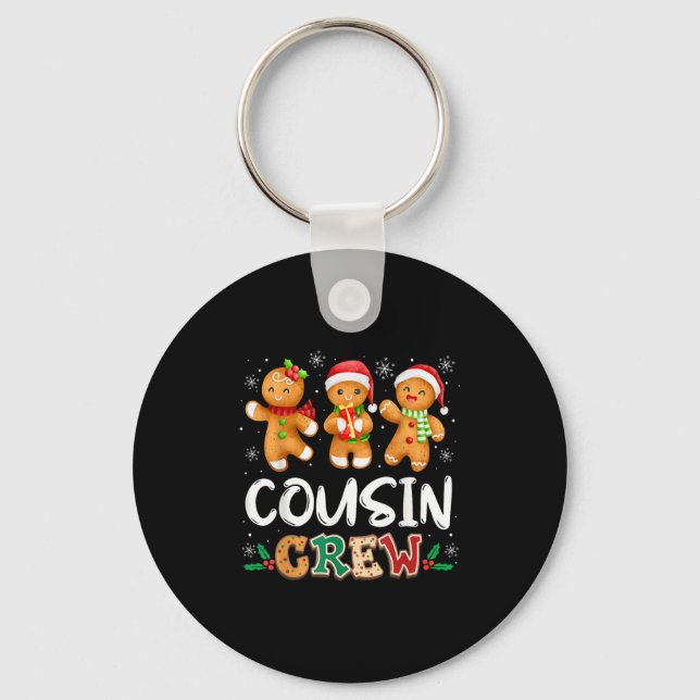 Cousin Crew Christmas Pajama Shirt Gingerbread Man Keychain (Front)