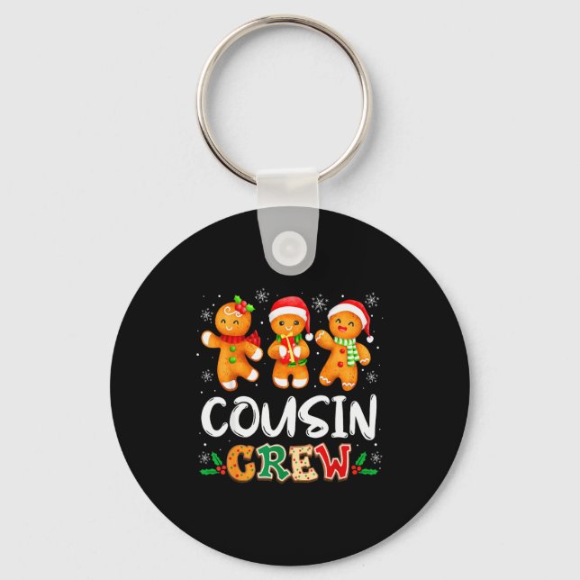 Cousin Crew Christmas Pajama Shirt Gingerbread Man Keychain (Front)