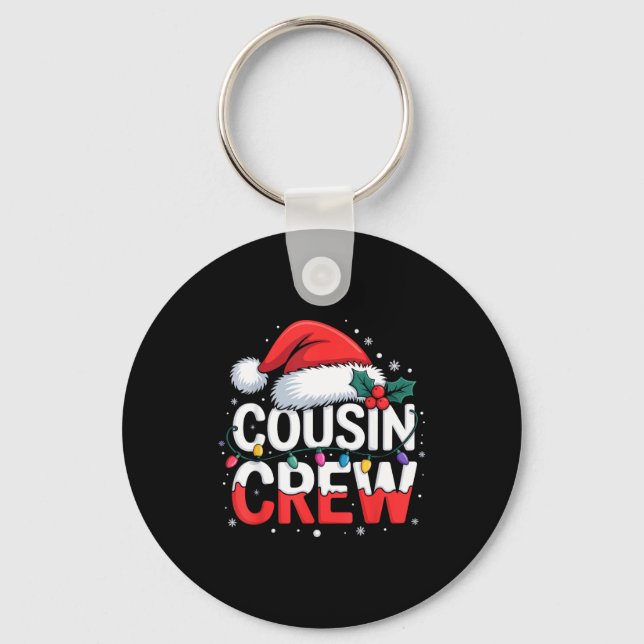Cousin Crew Christmas Reindeer Antlers Hat Lights  Keychain (Front)