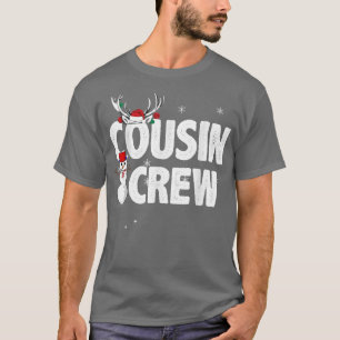 Cousin Crew Christmas Reindeer Santa Hat Matching T-Shirt