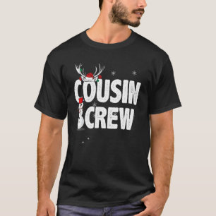 Cousin Crew Christmas Reindeer Santa Hat Matching T-Shirt