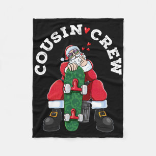 Cousin Crew Christmas Santa Claus Skateboard Match Fleece Blanket