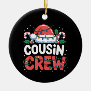 Cousin Crew Christmas Santa Hat Family Holiday Ceramic Ornament