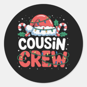 Cousin Crew Christmas Santa Hat Family Holiday Classic Round Sticker