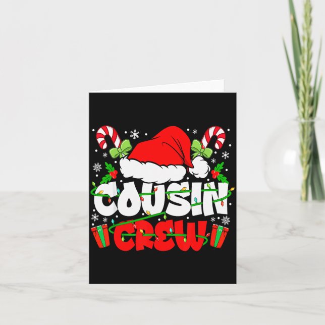 Cousin Crew Christmas Santa Hat Lights Xmas Men Bo Card (Front)