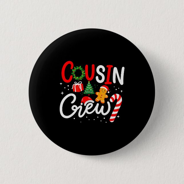 Cousin Crew Christmas Xmas Family Matching Pajamas 2 Inch Round Button (Front)