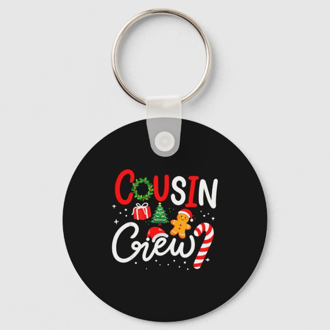 Cousin Crew Christmas Xmas Family Matching Pajamas Keychain (Front)