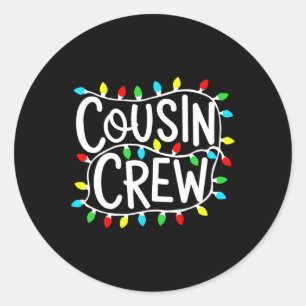 Cousin Crew Christmas Xmas Lights Family Matching  Classic Round Sticker