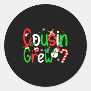 Cousin Crew Christmas Xmas Lights Family Matching  Classic Round Sticker