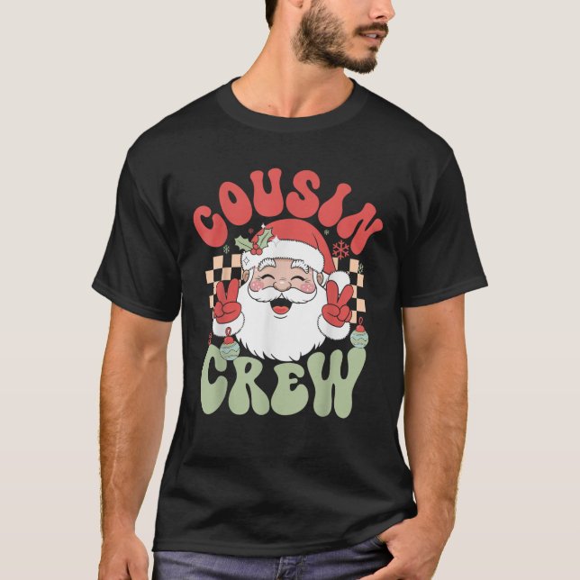 Cousin Crew Christmas Xmas Lights Family Matching  T-Shirt (Front)