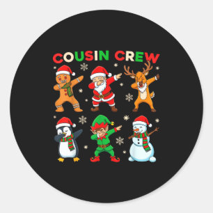 Cousin Crew Dabbing Santa Elf Friends Christmas Fu Classic Round Sticker