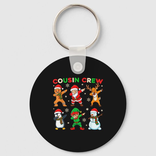Cousin Crew Dabbing Santa Elf Friends Christmas Fu Keychain (Front)