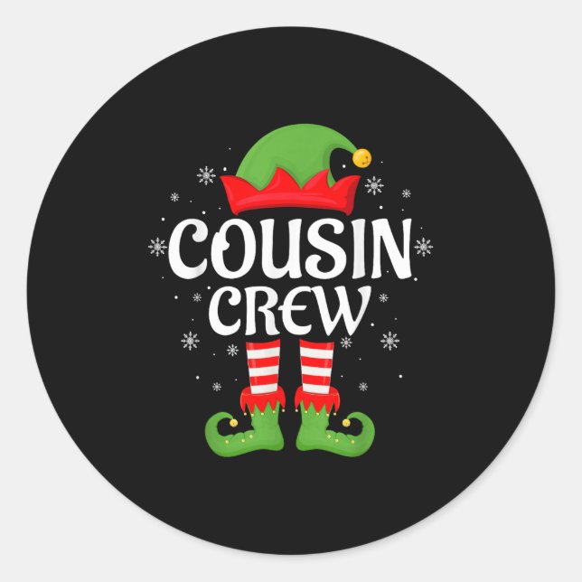 Cousin Crew Elf Xmas Matching Family Elf Squad Chr Classic Round Sticker (Front)