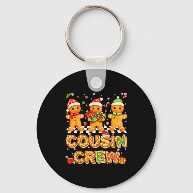Cousin Crew Gingerbread Pjs Pajamas Christmas Xmas Keychain (Front)