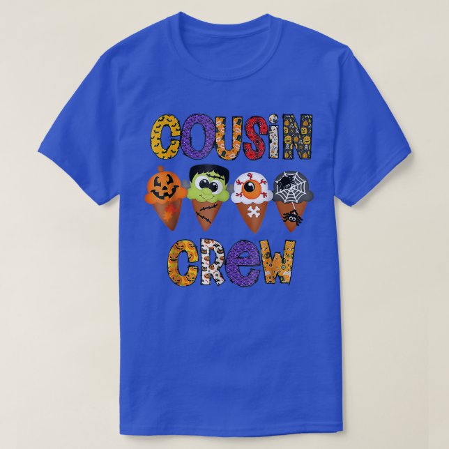 Cousin Crew Halloween Horror Ice Cream Pumpkin Fac T-Shirt (Design Front)