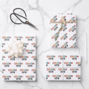 Cousin Crew Matching Cousins Cute Gift Wrapping Paper Sheet