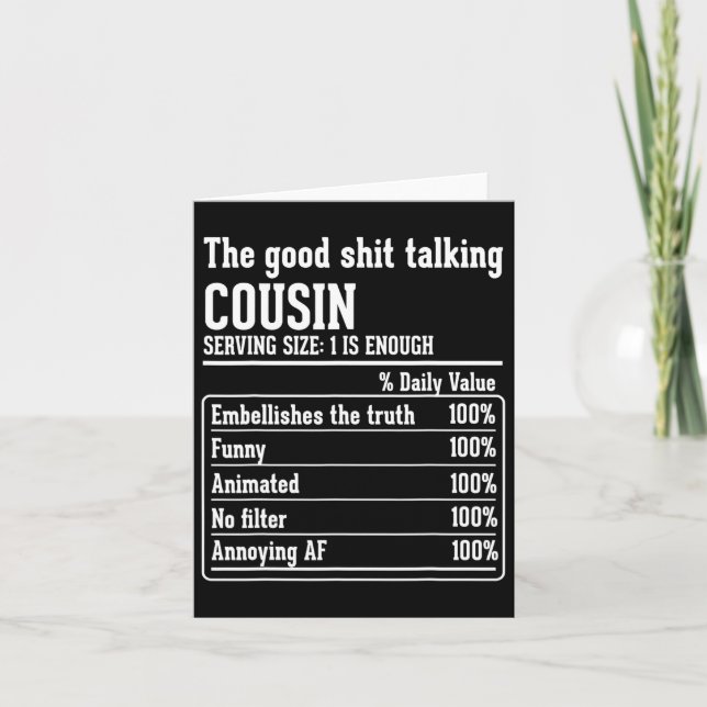 Cousin Crew Nutritional Facts The Good -talking Co Card (Front)