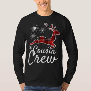 Cousin Crew Plaid Reindeer Christmas Red Black Paj T-Shirt